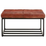 Vidaxl pouf marron fonc 80x80x43 cm cuir vritable