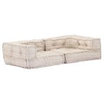 Vidaxl pouf modulaire  2 places beige tissu