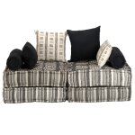 Vidaxl pouf modulaire  2 places gris ray tissu