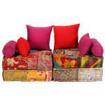 Vidaxl pouf modulaire  2 places patchwork tissu
