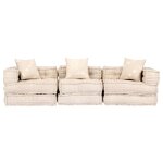 Vidaxl pouf modulaire  3 places beige tissu