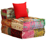 Vidaxl pouf modulaire  3 places patchwork tissu