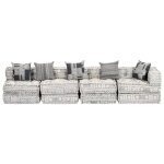 Vidaxl pouf modulaire à 4 places gris clair tissu Vidaxl pouf modulaire à 4 places gris clair tissu