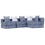 Vidaxl pouf modulaire à 4 places indigo tissu Vidaxl pouf modulaire à 4 places indigo tissu