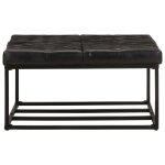Vidaxl pouf noir 80x80x43 cm cuir vritable