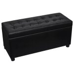 Vidaxl pouf de rangement cuir synthtique noir