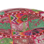 Vidaxl pouf rond en coton en patchwork fait  la main 40 x 20 cm rose