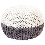 Vidaxl pouf tricot  la main anthracite et blanc 50 x 35 cm coton