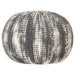 Vidaxl pouf tricot  la main gris fonc et blanc 50 x 35 cm laine
