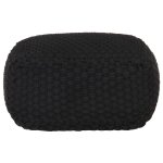 Vidaxl pouf tricot  la main noir 50x50x30 cm coton