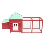 Vidaxl poulailler avec nichoir rouge 190x72x102cm bois de sapin massif