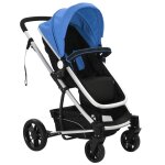 Vidaxl poussette 2 - en - 1 aluminium bleu et noir