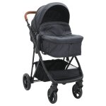 Vidaxl poussette pour bb 2 - en - 1 anthracite et noir acier