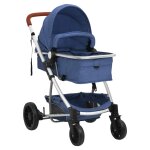 Vidaxl poussette pour bb 2 - en - 1 bleu marine aluminium