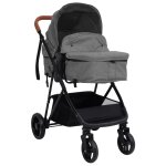 Vidaxl poussette pour bb 2 - en - 1 gris clair et noir acier