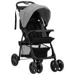 Vidaxl poussette pour bb 2 - en - 1 gris clair et noir acier