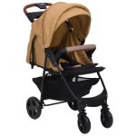 Vidaxl poussette pour bb 2 - en - 1 taupe acier