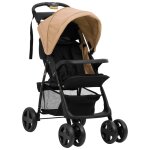 Vidaxl poussette pour bb 2 - en - 1 taupe et noir acier