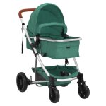 Vidaxl poussette pour bb 2 - en - 1 vert aluminium