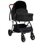 Vidaxl poussette pour bb 3 - en - 1 anthracite et noir acier