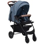 Vidaxl poussette pour bb 3 - en - 1 bleu marine acier