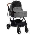 Vidaxl poussette pour bb 3 - en - 1 gris clair et noir acier