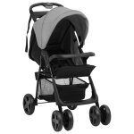 Vidaxl poussette pour bb 3 - en - 1 gris clair et noir acier