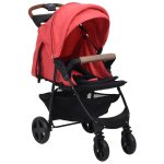 Vidaxl poussette pour bb 3 - en - 1 rouge acier