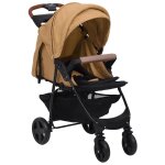 Vidaxl poussette pour bb 3 - en - 1 taupe acier