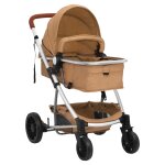 Vidaxl poussette pour bb 3 - en - 1 taupe aluminium