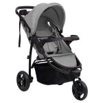 Vidaxl poussette bébé à 3 roues gris clair et noir acier Vidaxl poussette bébé à 3 roues gris clair et noir acier