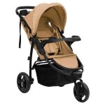 Vidaxl poussette bb  3 roues taupe et noir acier