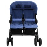 Vidaxl poussette  deux places bleu marine acier