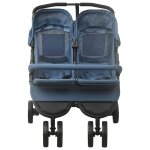Vidaxl poussette  deux places bleu marine acier