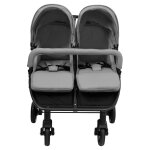 Vidaxl poussette  deux places gris clair et noir acier