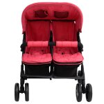 Vidaxl poussette  deux places rouge acier
