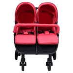 Vidaxl poussette  deux places rouge et noir acier