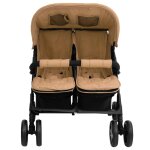 Vidaxl poussette  deux places taupe acier