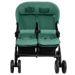 Vidaxl poussette  deux places vert acier