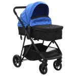 Vidaxl poussette / landau bébé 2 - en - 1 bleu et noir acier Vidaxl poussette / landau bébé 2 - en - 1 bleu et noir acier