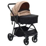 Vidaxl poussette / landau bébé 2 - en - 1 taupe et noir acier Vidaxl poussette / landau bébé 2 - en - 1 taupe et noir acier