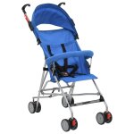 Vidaxl poussette pliante en acier bleu