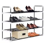 Vidaxl range - chaussures avec 4 tagres mtal et plastique noir