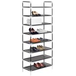 Vidaxl range - chaussures avec 8 tagres mtal et tissu non tiss noir