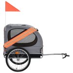 Vidaxl remorque de vlo pour chiens orange et gris