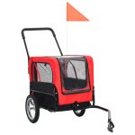 Vidaxl remorque de vlo pour chiens et poussette 2 - en - 1 rouge et noir