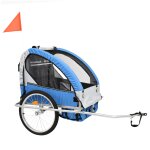 Vidaxl remorque  vlo et poussette pour enfants 2 - en - 1 bleu et gris