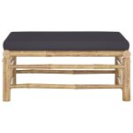 Vidaxl repose - pied de jardin avec coussin gris fonc� bambou