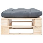 Vidaxl repose - pied palette de jardin et coussin gris bois naturel
