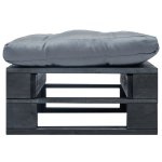 Vidaxl repose - pied palette de jardin et coussin gris bois noir